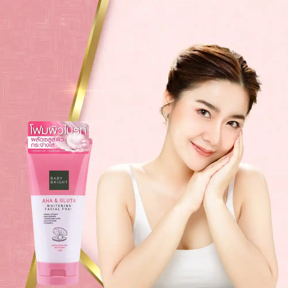 Baby bright Aha & gluta whitening facial foam