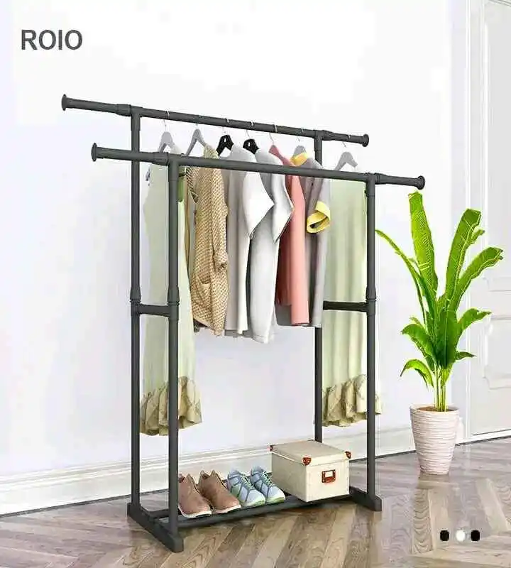 Double pole clothes rack