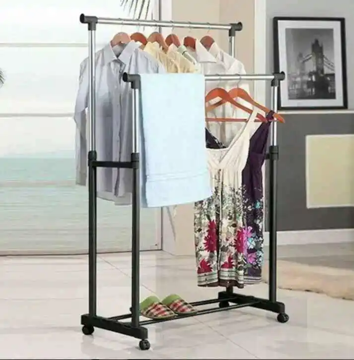 Double pole clothes rack