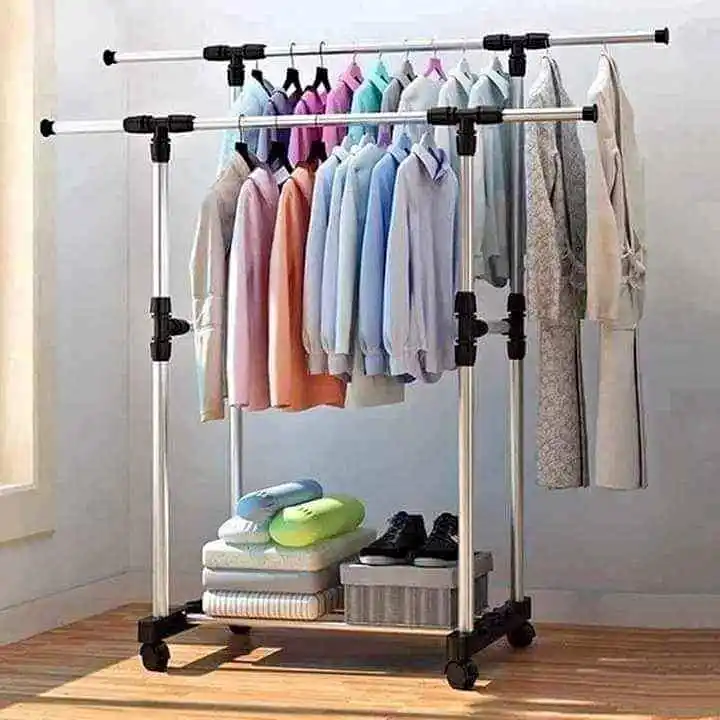 Double pole clothes rack