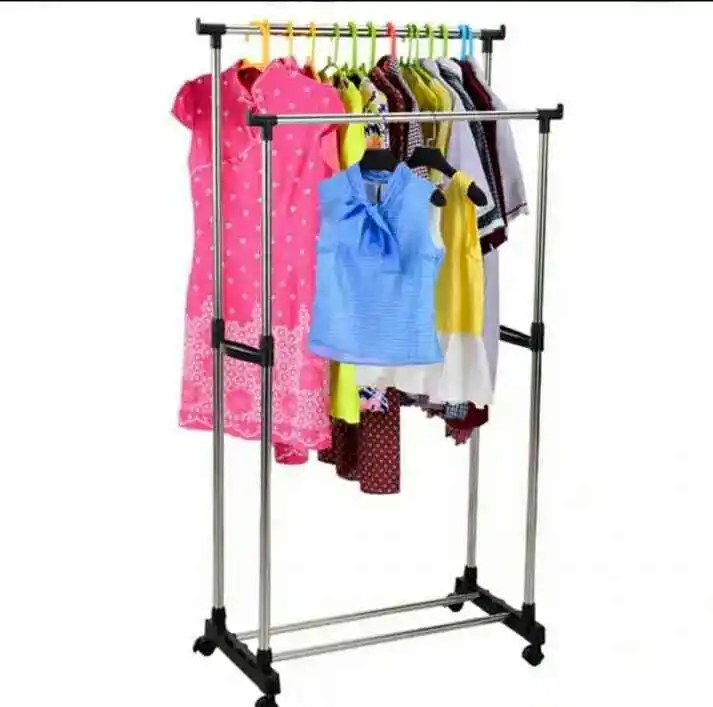 Double pole clothes rack