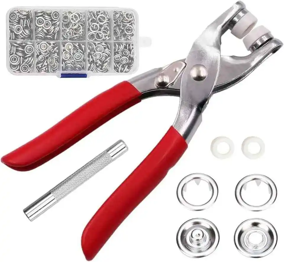 Metal Hand Press Snap Button Pliers Kit With 100 buttons