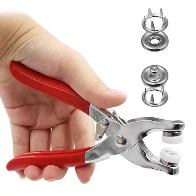 Metal Hand Press Snap Button Pliers Kit With 100 buttons