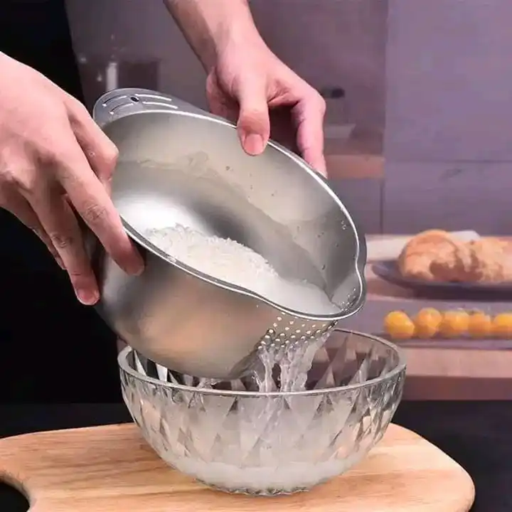 Rice Washing Strainer Bowl